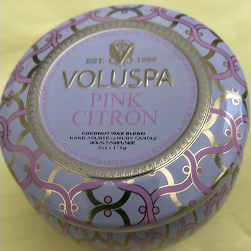 Voluspa Pink Citron Hand - Poured Luxury Candle Size 4 oz